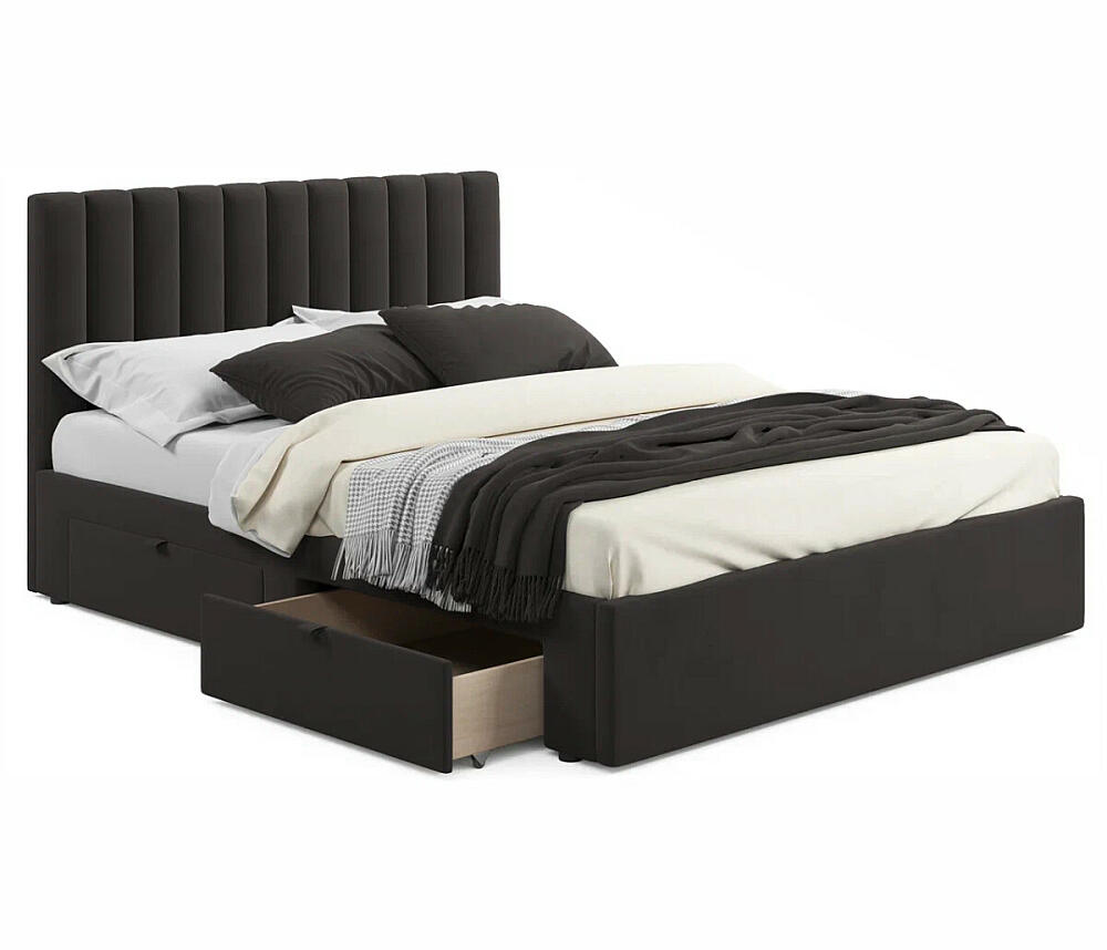 

Кровать мягкая Olivia 1600 шоколад с ящиками