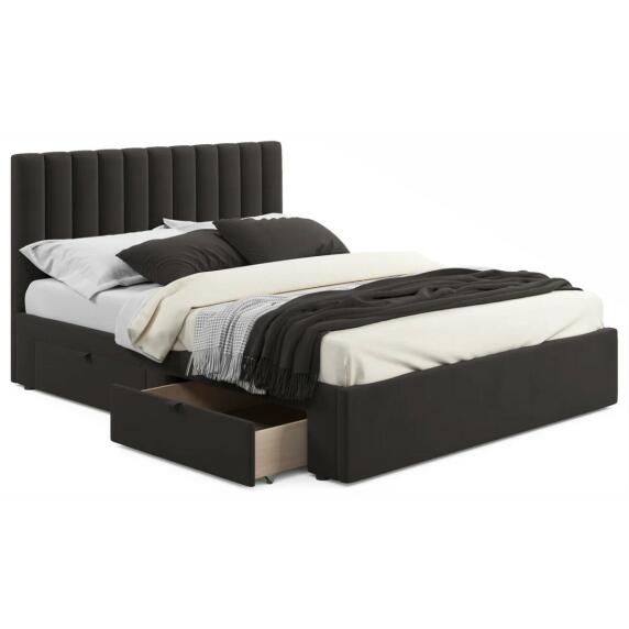 Кровать мягкая Olivia 1600 шоколад с ящиками