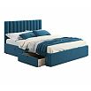 Кровать Olivia с матрасом велюр синий без П/М 1600x2000, ортопедическое основание, изголовье мягкое
