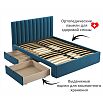 Кровать Olivia с матрасом велюр синий без П/М 1600x2000, ортопедическое основание, изголовье мягкое