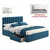 Кровать Olivia с матрасом велюр синий без П/М 1600x2000, ортопедическое основание, изголовье мягкое