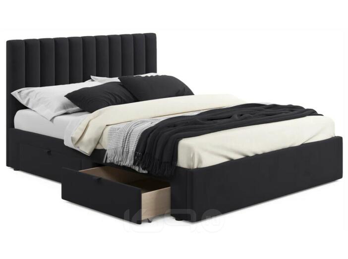 Кровать мягкая Olivia 1600 темная с ящиками