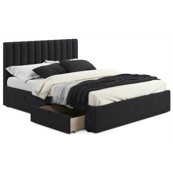 Кровать мягкая Olivia 1600 темная с ящиками