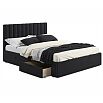 Кровать Olivia с матрасом велюр черный без П/М 1600x2000, ортопедическое основание, изголовье мягкое