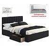Кровать Olivia с матрасом велюр черный без П/М 1600x2000, ортопедическое основание, изголовье мягкое