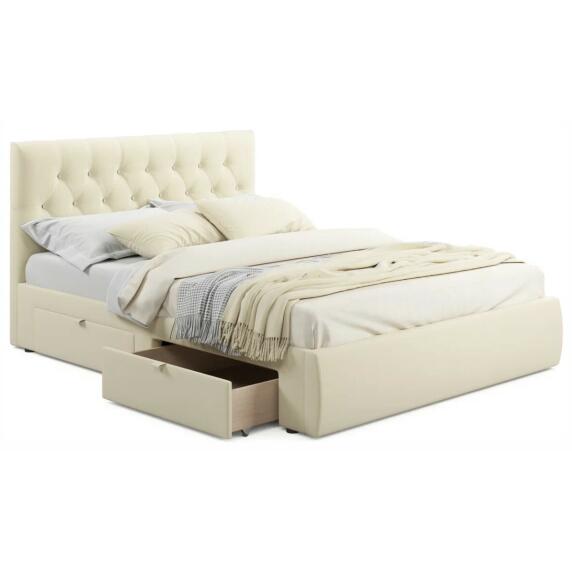 Кровать мягкая Verona 1600 бежевая с ящиками