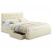 Кровать Verona с матрасом велюр бежевый без П/М 1600x2000, ортопедическое основание, изголовье мягкое