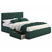 Кровать Verona с матрасом велюр изумруд без П/М 1600x2000, ортопедическое основание, изголовье мягкое