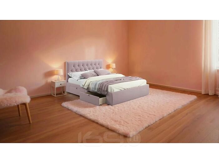 Кровать Verona с матрасом велюр лиловый без П/М 1600x2000, ортопедическое основание, изголовье мягкое