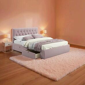 Кровать Verona с матрасом велюр лиловый без П/М 1600x2000, ортопедическое основание, изголовье мягкое
