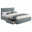 Кровать Verona с матрасом велюр серый без П/М 1600x2000, ортопедическое основание, изголовье мягкое