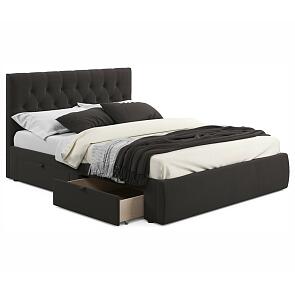 Кровать Verona с матрасом велюр шоколад без П/М 1600x2000, ортопедическое основание, изголовье мягкое