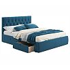 Кровать Verona с матрасом велюр синий без П/М 1600x2000, ортопедическое основание, изголовье мягкое
