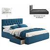 Кровать Verona с матрасом велюр синий без П/М 1600x2000, ортопедическое основание, изголовье мягкое