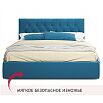 Кровать Verona с матрасом велюр синий без П/М 1600x2000, ортопедическое основание, изголовье мягкое