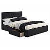 Кровать Verona с матрасом велюр черный без П/М 1600x2000, ортопедическое основание, изголовье мягкое