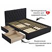 Кровать Verona с матрасом велюр черный без П/М 1600x2000, ортопедическое основание, изголовье мягкое