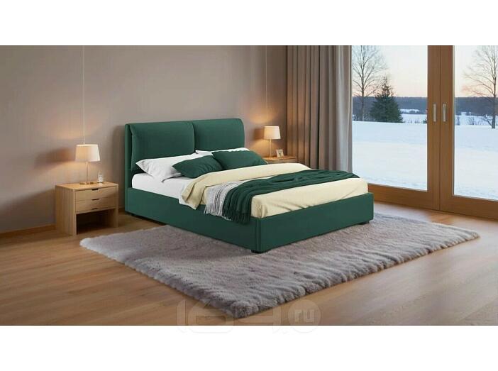 Кровать Vita с матрасом велюр изумруд С П/М 1600x2000, ортопедическое основание, изголовье мягкое