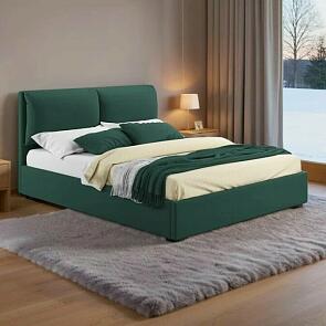 Кровать Vita с матрасом велюр изумруд С П/М 1600x2000, ортопедическое основание, изголовье мягкое