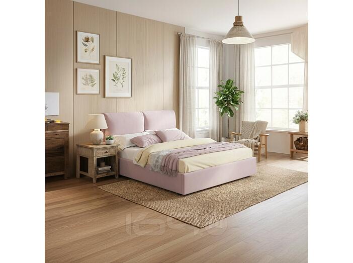 Кровать Vita с матрасом велюр лиловый С П/М 1600x2000, ортопедическое основание, изголовье мягкое