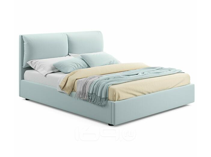 Кровать Vita с матрасом велюр мята пастель без П/М 1600x2000, изголовье мягкое