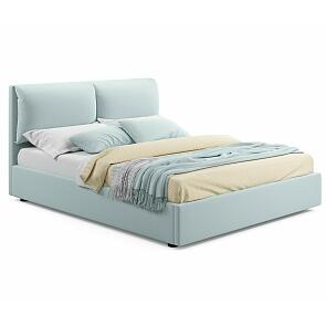 Кровать Vita с матрасом велюр мята пастель без П/М 1600x2000, изголовье мягкое