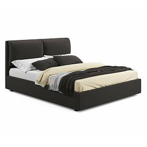 Кровать Vita с матрасом велюр шоколад без П/М 1600x2000, изголовье мягкое