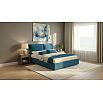 Кровать Vita с матрасом велюр синий без П/М 1600x2000, изголовье мягкое