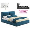 Кровать Vita с матрасом велюр синий без П/М 1600x2000, изголовье мягкое