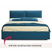 Кровать Vita с матрасом велюр синий без П/М 1600x2000, изголовье мягкое