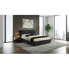 Кровать Vita с матрасом велюр черный С П/М 1600x2000, ортопедическое основание, изголовье мягкое