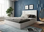 Кровать Соната экокожа белый 1400x2000, изголовье мягкое