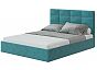 Кровать Соната велюр бирюзовый 1400x2000, изголовье мягкое