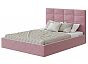 Кровать Соната велюр розовый 1400x2000, изголовье мягкое