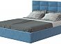 Кровать Соната велюр синий 1400x2000, изголовье мягкое