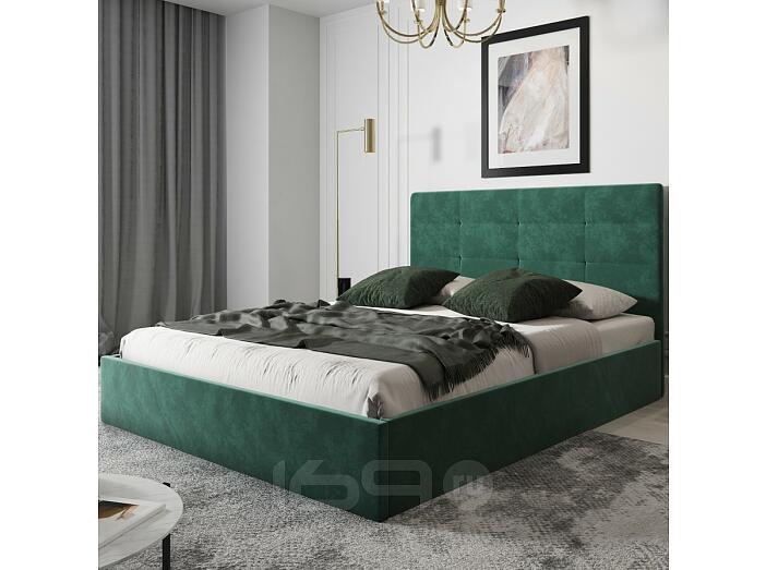 Кровать Соната велюр зеленый 1600x2000, без ортопедического основания, изголовье мягкое