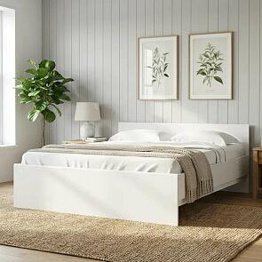 Кровать STERN с матрасом без обивки белый без П/М 1400x2000, без ортопедического основания, изголовье жесткое