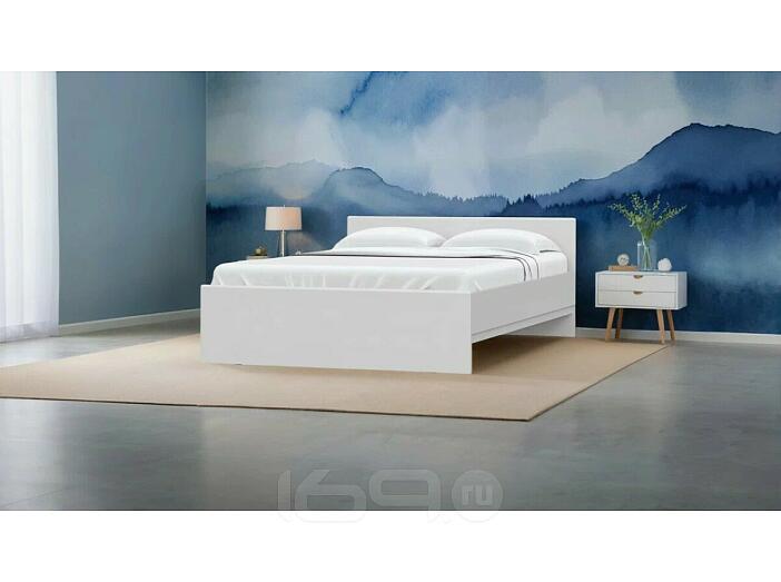 Кровать STERN с матрасом без обивки белый без П/М 1600x2000, без ортопедического основания, изголовье жесткое