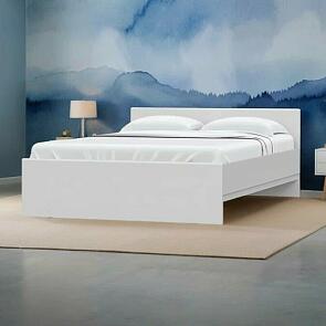 Кровать STERN с матрасом без обивки белый без П/М 1600x2000, без ортопедического основания, изголовье жесткое