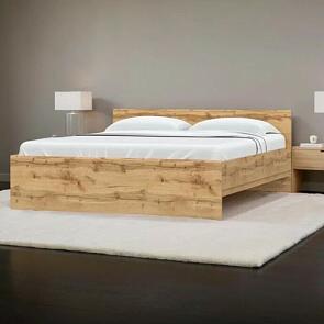 Кровать STERN с матрасом без обивки дуб вотан без П/М 1600x2000, без ортопедического основания, изголовье жесткое