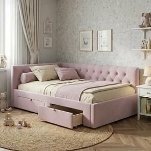 Кровать Afelia с матрасом велюр лиловый без П/М 1200x2000, ортопедическое основание, изголовье мягкое