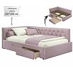 Кровать Afelia с матрасом велюр лиловый без П/М 1200x2000, ортопедическое основание, изголовье мягкое
