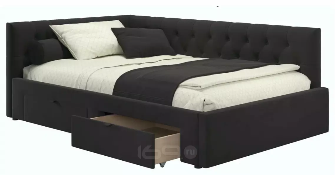 Кровать-тахта мягкая Afelia 1200 шоколад с ящиками