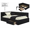 Кровать Afelia с матрасом велюр черный без П/М 1200x2000, ортопедическое основание, изголовье мягкое