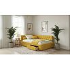 Кровать Afelia с матрасом велюр желтый без П/М 1200x2000, ортопедическое основание, изголовье мягкое
