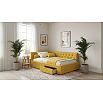 Кровать Afelia с матрасом велюр желтый без П/М 1200x2000, ортопедическое основание, изголовье мягкое