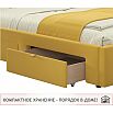 Кровать Afelia с матрасом велюр желтый без П/М 1200x2000, ортопедическое основание, изголовье мягкое
