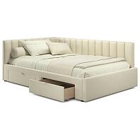 Кровать-тахта мягкая Milena 1200 бежевая с ящиками
