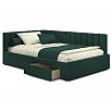 Кровать Milena с матрасом велюр изумруд без П/М 1200x2000, ортопедическое основание, изголовье мягкое