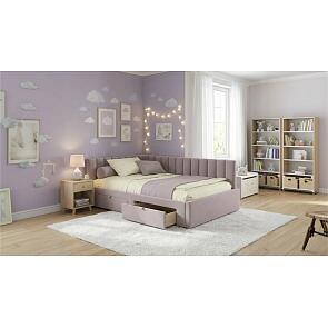 Кровать Milena с матрасом велюр лиловый без П/М 1200x2000, ортопедическое основание, изголовье мягкое